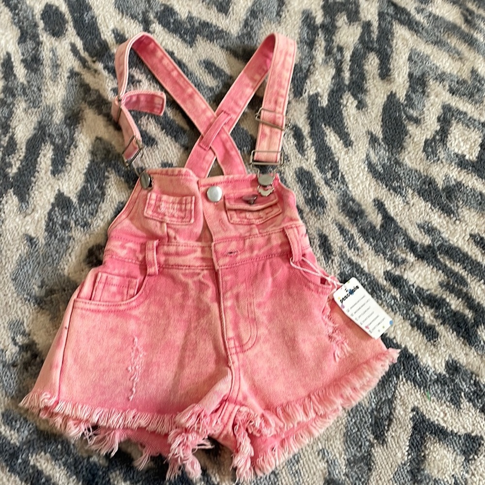 Peacolate 3T-4T pink overalls